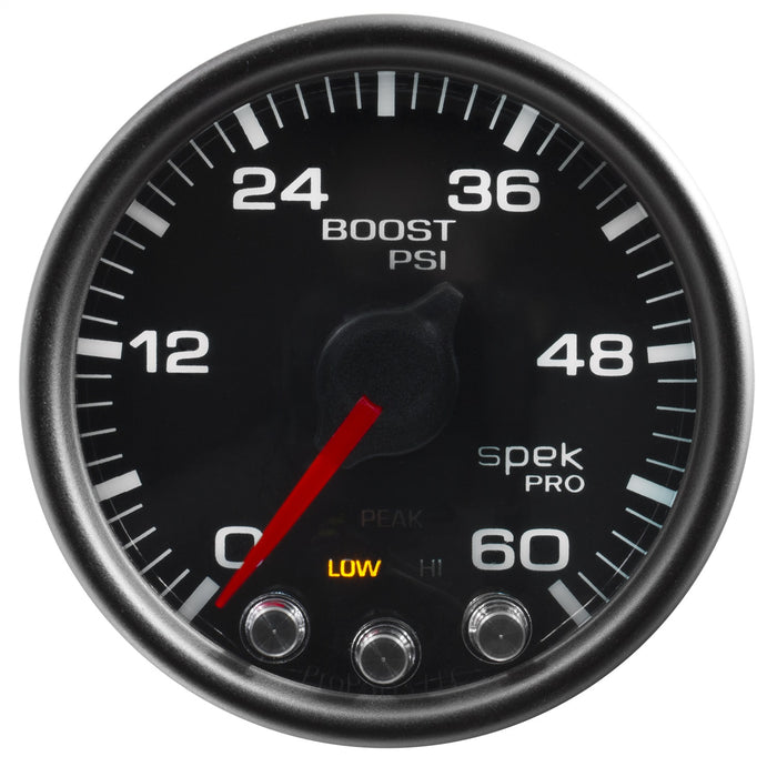 AutoMeter P30432 GAUGE; BOOST; 2 1/16in.; 60PSI; STEPPER MOTOR W/PEAK/WARN; BLK/BLACK; SPEK-PRO - Truck Part Superstore