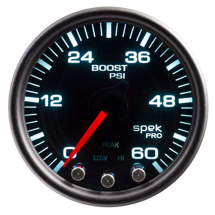AutoMeter P30452 GAUGE; BOOST; 2 1/16in.; 60PSI; STEPPER MOTOR W/PEAK/WARN; BLK/SMOKE/BLACK; SPEK - Truck Part Superstore