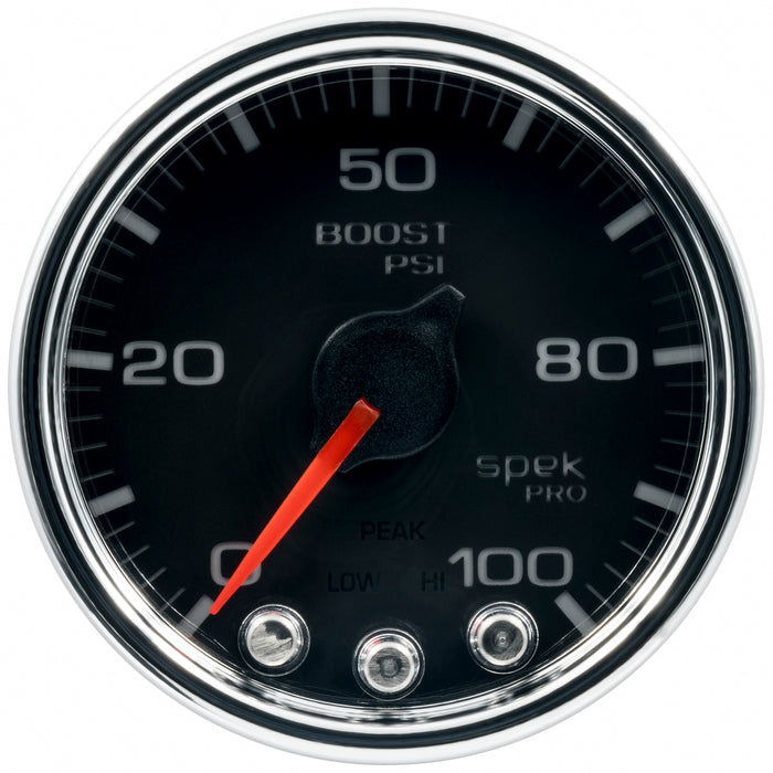 AutoMeter P30531 GAUGE; BOOST; 2 1/16in.; 100PSI; STEPPER MOTOR W/PEAK/WARN; BLK/CHRM; SPEK-PRO - Truck Part Superstore