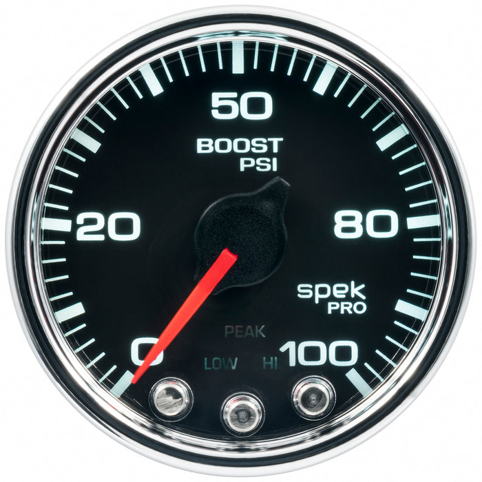 AutoMeter P30531 GAUGE; BOOST; 2 1/16in.; 100PSI; STEPPER MOTOR W/PEAK/WARN; BLK/CHRM; SPEK-PRO - Truck Part Superstore