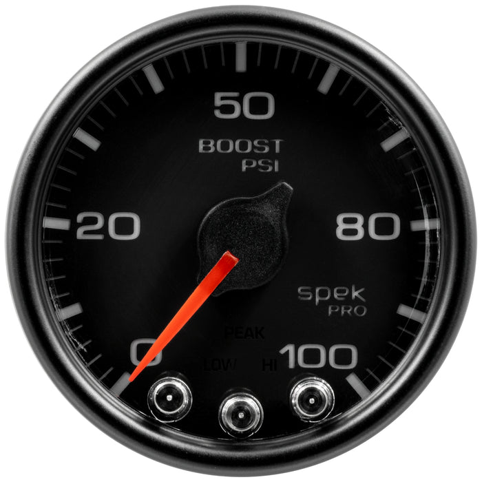 AutoMeter P30532 GAUGE; BOOST; 2 1/16in.; 100PSI; STEPPER MOTOR W/PEAK/WARN; BLK/BLK; SPEK-PRO - Truck Part Superstore