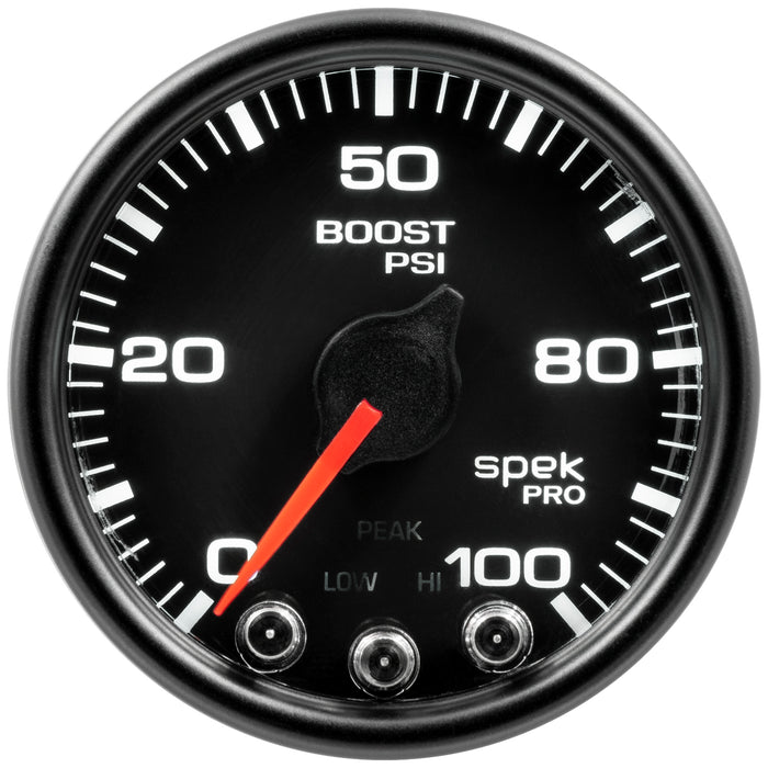 AutoMeter P30532 GAUGE; BOOST; 2 1/16in.; 100PSI; STEPPER MOTOR W/PEAK/WARN; BLK/BLK; SPEK-PRO - Truck Part Superstore