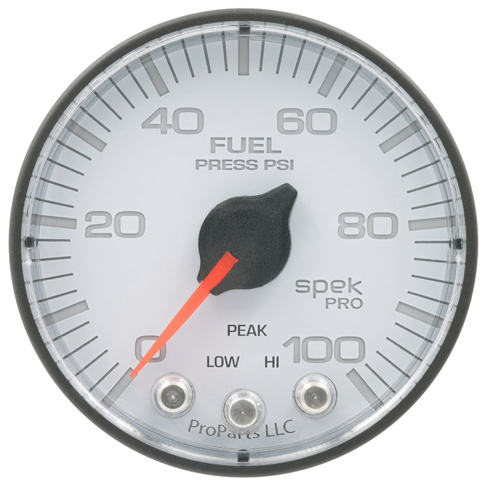 AutoMeter P314128 GAUGE; FUEL PRESS; 2 1/16in.; 100PSI; STEPPER MOTOR W/PEAK/WARN; WHT/BLK; SPEK - Truck Part Superstore