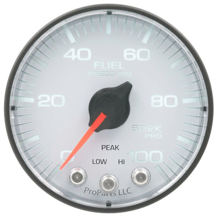 AutoMeter P314128 GAUGE; FUEL PRESS; 2 1/16in.; 100PSI; STEPPER MOTOR W/PEAK/WARN; WHT/BLK; SPEK - Truck Part Superstore