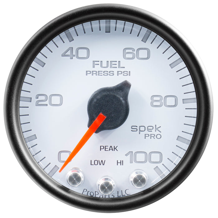 AutoMeter P31412 GAUGE; FUEL PRESS; 2 1/16in.; 100PSI; STEPPER MOTOR W/PEAK/WARN; WHT/BLK; SPEK - Truck Part Superstore