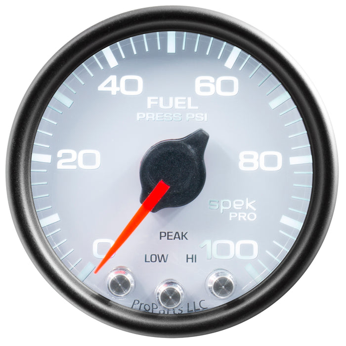 AutoMeter P31412 GAUGE; FUEL PRESS; 2 1/16in.; 100PSI; STEPPER MOTOR W/PEAK/WARN; WHT/BLK; SPEK - Truck Part Superstore