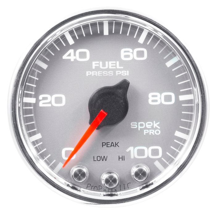 AutoMeter P31421 GAUGE; FUEL PRESS; 2 1/16in.; 100PSI; STEPPER MOTOR W/PEAK/WARN; SLVR/CHRM; SPEK - Truck Part Superstore