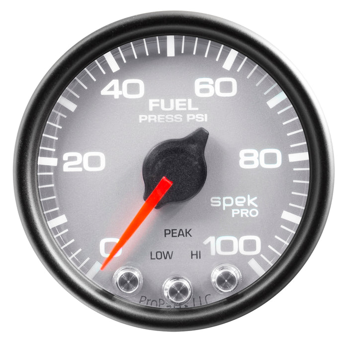 AutoMeter P31422 GAUGE; FUEL PRESS; 2 1/16in.; 100PSI; STEPPER MOTOR W/PEAK/WARN; SLVR/BLK; SPEK - Truck Part Superstore