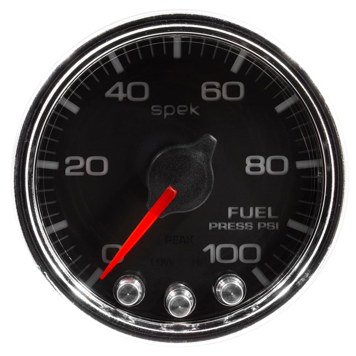 AutoMeter P31431 GAUGE; FUEL PRESS; 2 1/16in.; 100PSI; STEPPER MOTOR W/PEAK/WARN; BLK/CHRM; SPEK - Truck Part Superstore