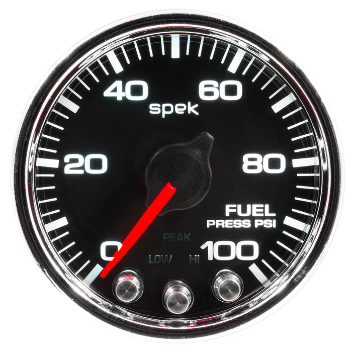 AutoMeter P31431 GAUGE; FUEL PRESS; 2 1/16in.; 100PSI; STEPPER MOTOR W/PEAK/WARN; BLK/CHRM; SPEK - Truck Part Superstore