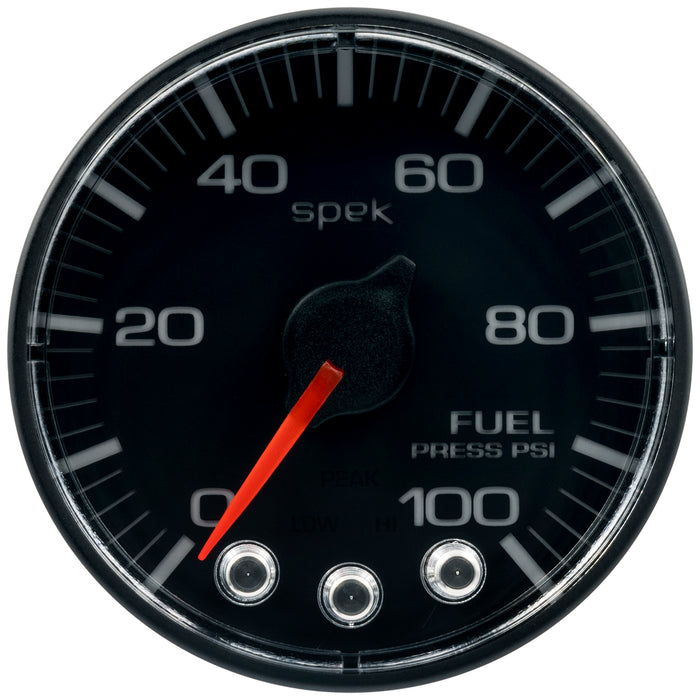 AutoMeter P314328 GAUGE; FUEL PRESS; 2 1/16in.; 100PSI; STEPPER MOTOR W/PEAK/WARN; BLK/BLK; SPEK - Truck Part Superstore