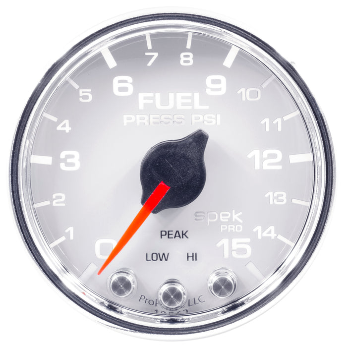 AutoMeter P31511 GAUGE; FUEL PRESS; 2 1/16in.; 15PSI; STEPPER MOTOR W/PEAK/WARN; WHT/CHRM; SPEK - Truck Part Superstore