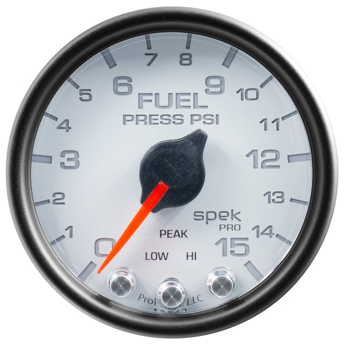 AutoMeter P31512 GAUGE; FUEL PRESS; 2 1/16in.; 15PSI; STEPPER MOTOR W/PEAK/WARN; WHT/BLK; SPEK - Truck Part Superstore