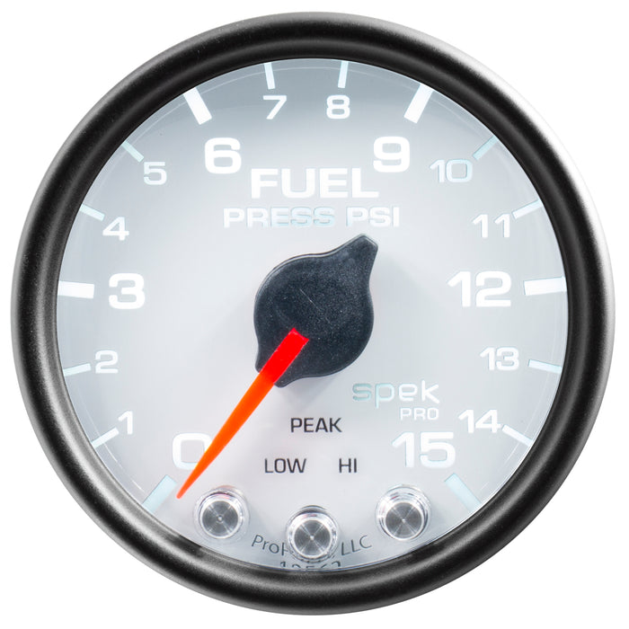AutoMeter P31512 GAUGE; FUEL PRESS; 2 1/16in.; 15PSI; STEPPER MOTOR W/PEAK/WARN; WHT/BLK; SPEK - Truck Part Superstore