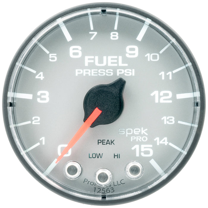 AutoMeter P315228 GAUGE; FUEL PRESS; 2 1/16in.; 15PSI; STEPPER MOTOR W/PEAK/WARN; SLVR/BLK; SPEK - Truck Part Superstore