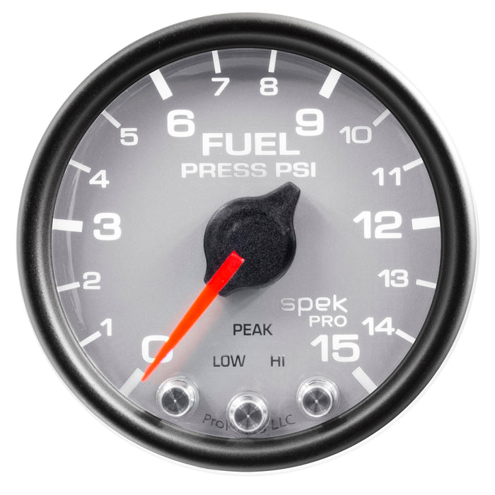 AutoMeter P31522 GAUGE; FUEL PRESS; 2 1/16in.; 15PSI; STEPPER MOTOR W/PEAK/WARN; SLVR/BLK; SPEK - Truck Part Superstore