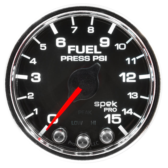 AutoMeter P31531 GAUGE; FUEL PRESS; 2 1/16in.; 15PSI; STEPPER MOTOR W/PEAK/WARN; BLK/CHRM; SPEK - Truck Part Superstore