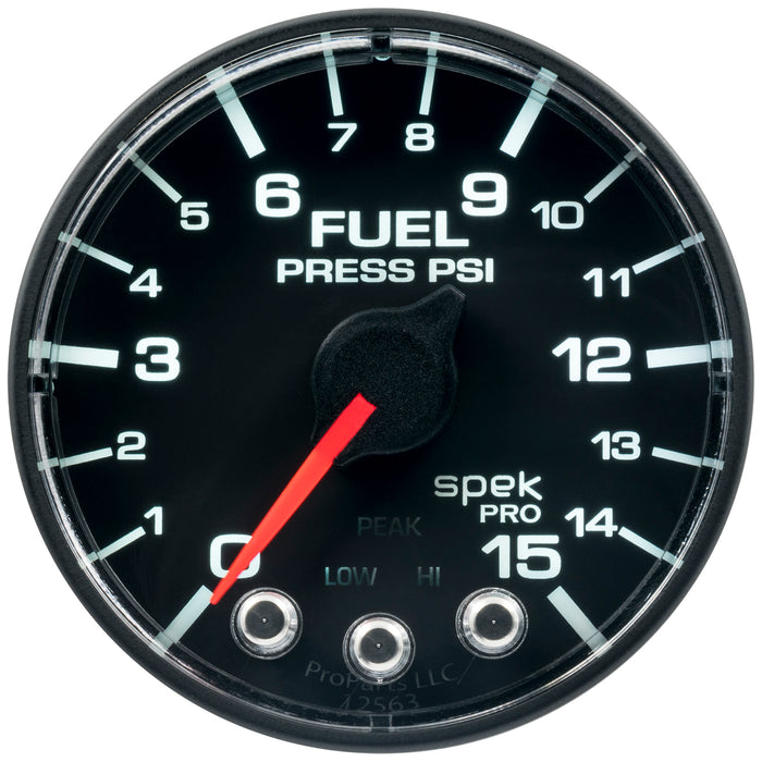 AutoMeter P315328 GAUGE; FUEL PRESS; 2 1/16in.; 15PSI; STEPPER MOTOR W/PEAK/WARN; BLK/BLK; SPEK - Truck Part Superstore
