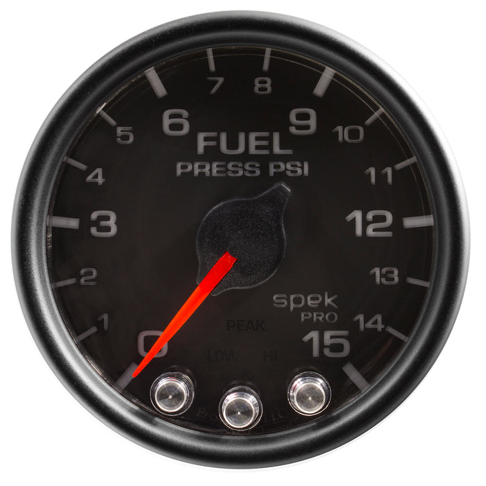 AutoMeter P31532 GAUGE; FUEL PRESS; 2 1/16in.; 15PSI; STEPPER MOTOR W/PEAK/WARN; BLK/BLK; SPEK - Truck Part Superstore