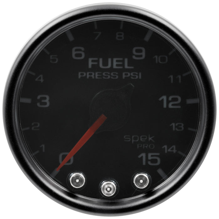 AutoMeter P31552 GAUGE; FUEL PRESS; 2 1/16in.; 15PSI; STEPPER MOTOR W/PK/WRN; BLK/SMOKE/BLK; SPEK - Truck Part Superstore
