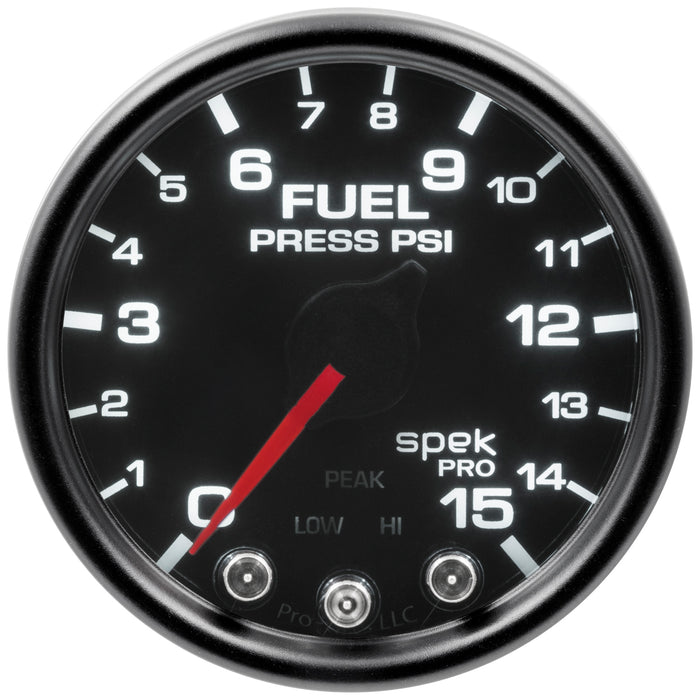 AutoMeter P31552 GAUGE; FUEL PRESS; 2 1/16in.; 15PSI; STEPPER MOTOR W/PK/WRN; BLK/SMOKE/BLK; SPEK - Truck Part Superstore