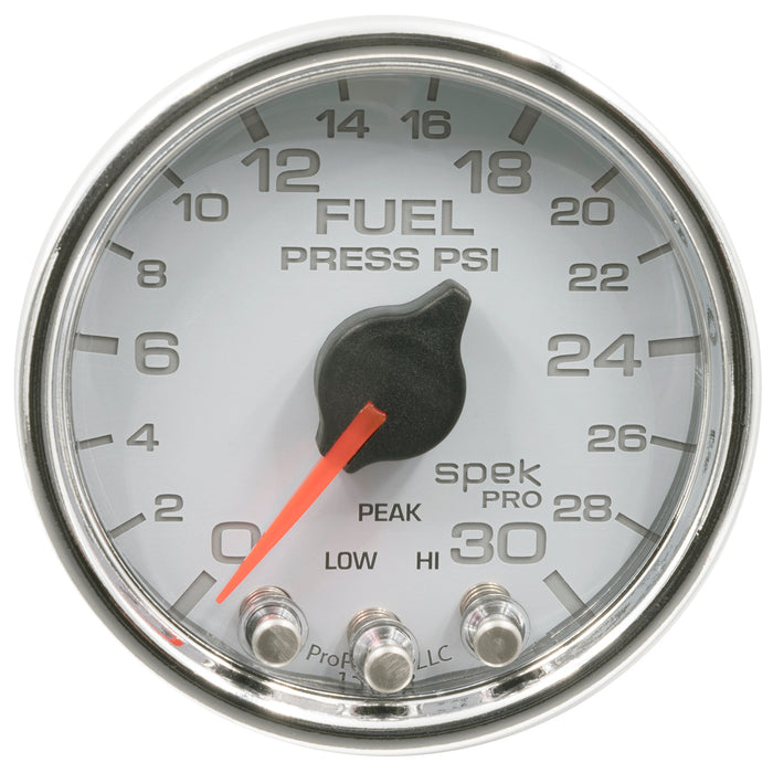 AutoMeter P31611 GAUGE; FUEL PRESS; 2 1/16in.; 30PSI; STEPPER MOTOR W/PEAK/WARN; WHT/CHRM; SPEK - Truck Part Superstore