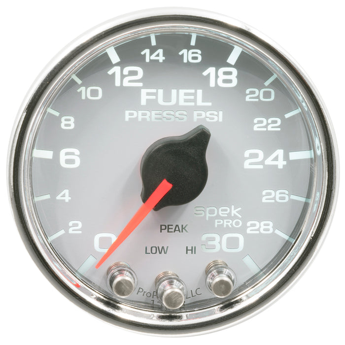 AutoMeter P31611 GAUGE; FUEL PRESS; 2 1/16in.; 30PSI; STEPPER MOTOR W/PEAK/WARN; WHT/CHRM; SPEK - Truck Part Superstore