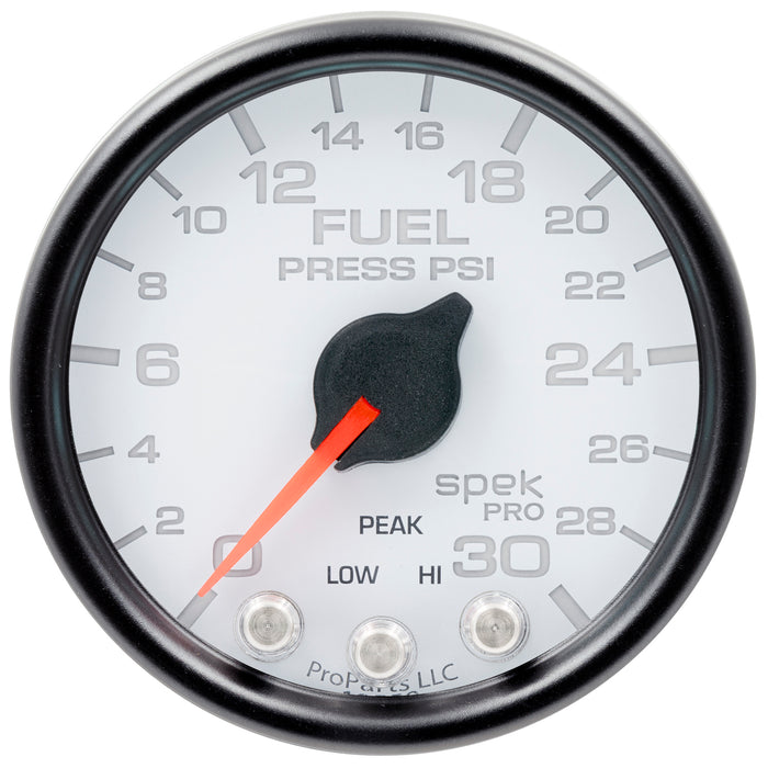 AutoMeter P31612 GAUGE; FUEL PRESS; 2 1/16in.; 30PSI; STEPPER MOTOR W/PEAK/WARN; WHT/BLK; SPEK - Truck Part Superstore
