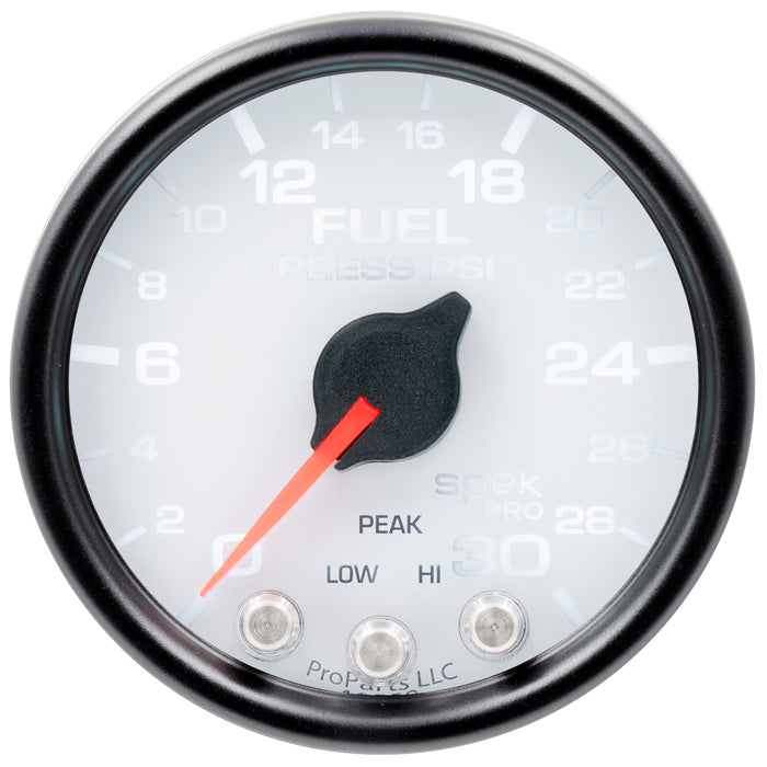 AutoMeter P31612 GAUGE; FUEL PRESS; 2 1/16in.; 30PSI; STEPPER MOTOR W/PEAK/WARN; WHT/BLK; SPEK - Truck Part Superstore