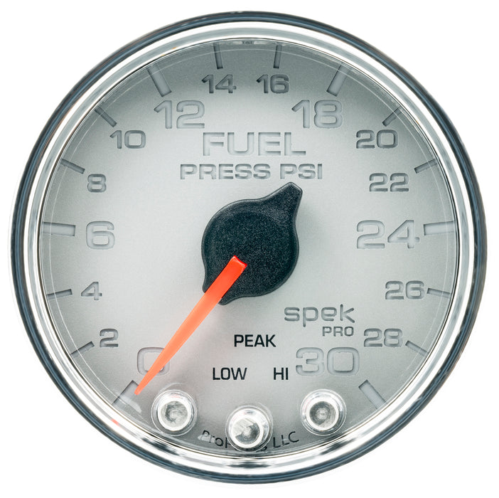 AutoMeter P31621 GAUGE; FUEL PRESS; 2 1/16in.; 30PSI; STEPPER MOTOR W/PEAK/WARN; SLVR/CHRM; SPEK - Truck Part Superstore