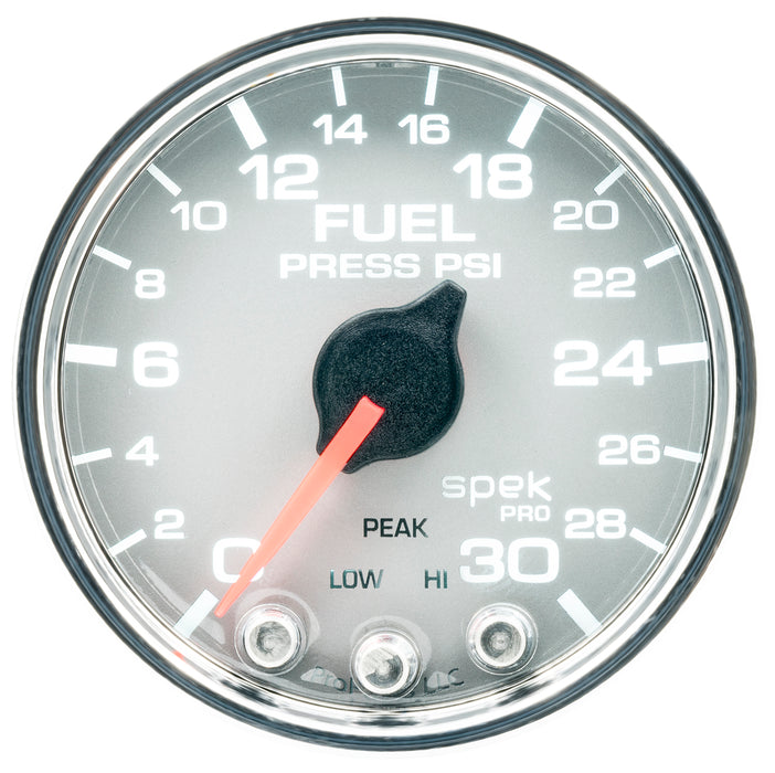 AutoMeter P31621 GAUGE; FUEL PRESS; 2 1/16in.; 30PSI; STEPPER MOTOR W/PEAK/WARN; SLVR/CHRM; SPEK - Truck Part Superstore