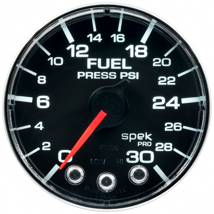 AutoMeter P316318 GAUGE; FUEL PRESS; 2 1/16in.; 30PSI; STEPPER MOTOR W/PEAK/WARN; BLK/CHRM; SPEK - Truck Part Superstore