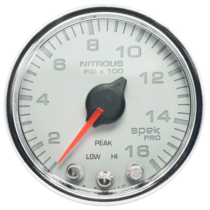 AutoMeter P32011 GAUGE; NITROUS PRESS; 2 1/16in.; 1600PSI; STEPPER MOTOR W/PK/WRN; WHT/CHRM; SPEK - Truck Part Superstore