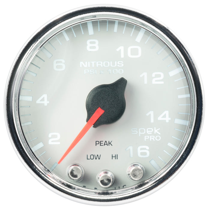 AutoMeter P32011 GAUGE; NITROUS PRESS; 2 1/16in.; 1600PSI; STEPPER MOTOR W/PK/WRN; WHT/CHRM; SPEK - Truck Part Superstore