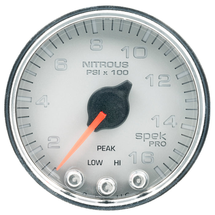 AutoMeter P32021 GAUGE; NITROUS PRESS; 2 1/16in.; 1600PSI; STEPPER MTR W/PK/WRN; SLVR/CHRM; SPEK - Truck Part Superstore