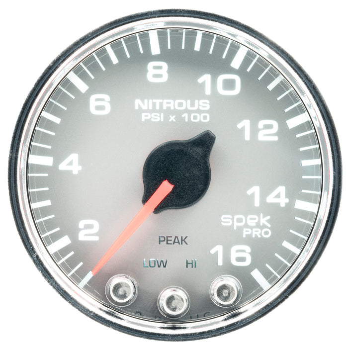 AutoMeter P32021 GAUGE; NITROUS PRESS; 2 1/16in.; 1600PSI; STEPPER MTR W/PK/WRN; SLVR/CHRM; SPEK - Truck Part Superstore