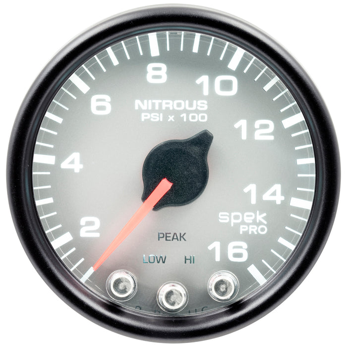 AutoMeter P32022 GAUGE; NITROUS PRESS; 2 1/16in.; 1600PSI; STEPPER MOTOR W/PK/WRN; SLVR/BLK; SPEK - Truck Part Superstore