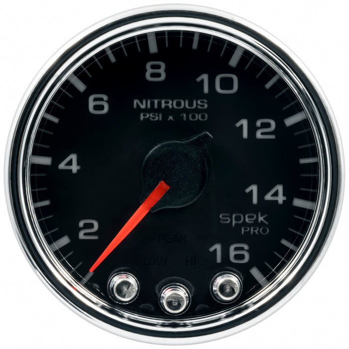 AutoMeter P32031 GAUGE; NITROUS PRESS; 2 1/16in.; 1600PSI; STEPPER MOTOR W/PK/WRN; BLK/CHRM; SPEK - Truck Part Superstore