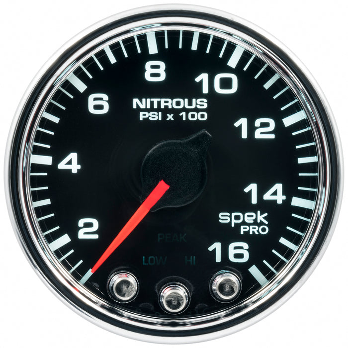AutoMeter P32031 GAUGE; NITROUS PRESS; 2 1/16in.; 1600PSI; STEPPER MOTOR W/PK/WRN; BLK/CHRM; SPEK - Truck Part Superstore