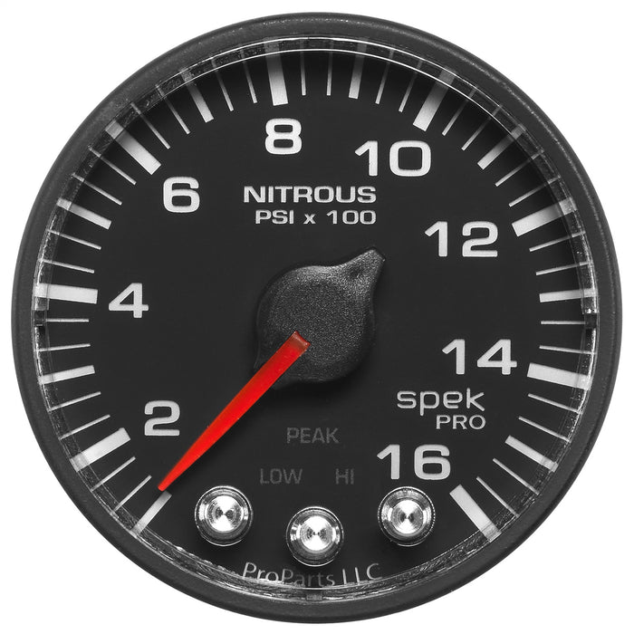 AutoMeter P320328 GAUGE; NITROUS PRESS; 2 1/16in.; 1600PSI; STEPPER MOTOR W/PK/WRN; BLK/BLK; SPEK - Truck Part Superstore