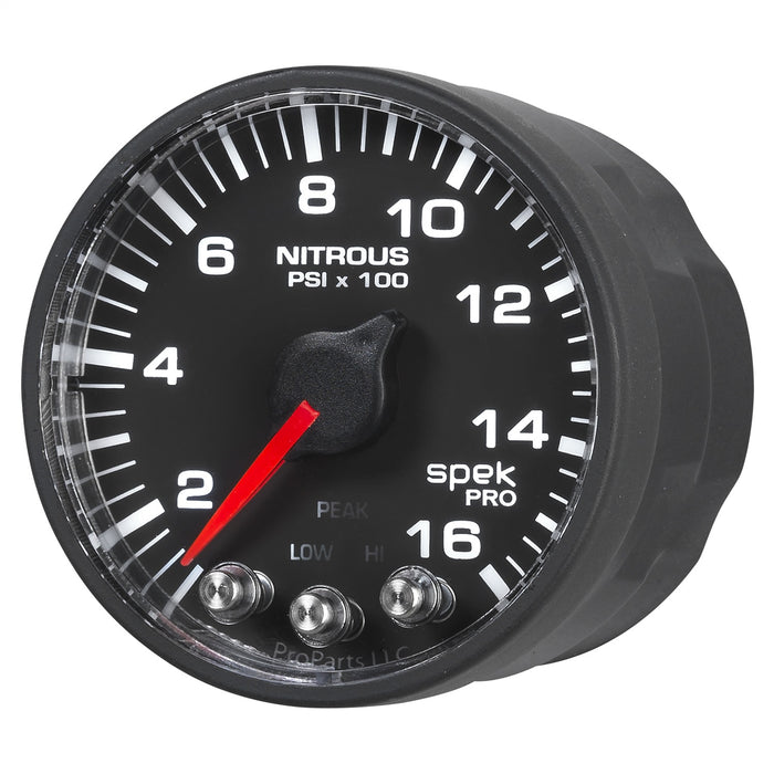 AutoMeter P320328 GAUGE; NITROUS PRESS; 2 1/16in.; 1600PSI; STEPPER MOTOR W/PK/WRN; BLK/BLK; SPEK - Truck Part Superstore