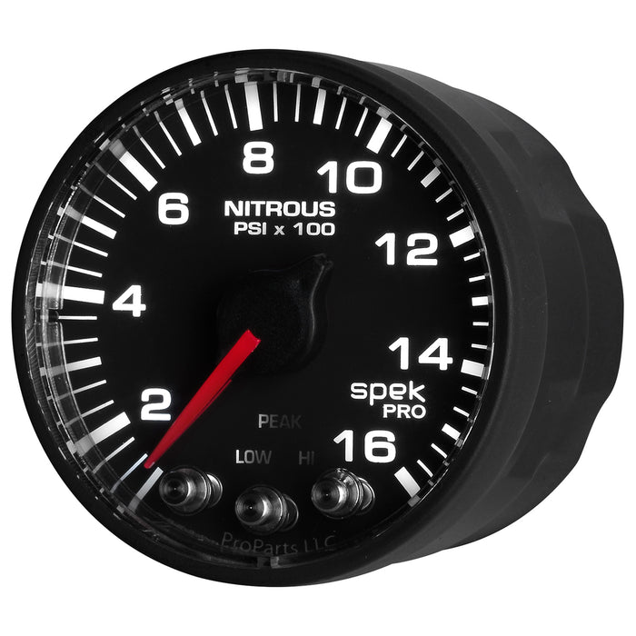 AutoMeter P320328 GAUGE; NITROUS PRESS; 2 1/16in.; 1600PSI; STEPPER MOTOR W/PK/WRN; BLK/BLK; SPEK - Truck Part Superstore