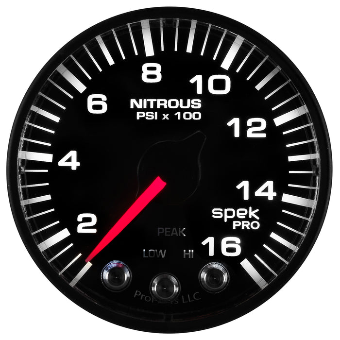 AutoMeter P320328 GAUGE; NITROUS PRESS; 2 1/16in.; 1600PSI; STEPPER MOTOR W/PK/WRN; BLK/BLK; SPEK - Truck Part Superstore