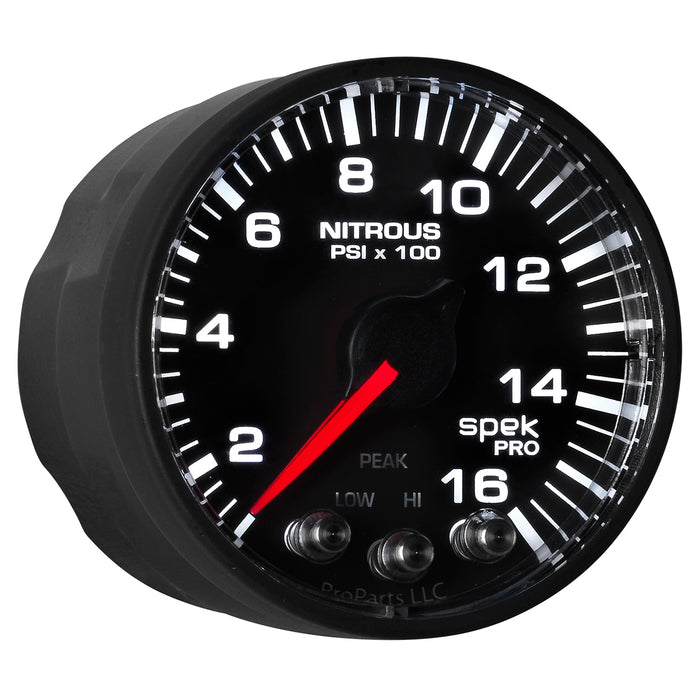 AutoMeter P320328 GAUGE; NITROUS PRESS; 2 1/16in.; 1600PSI; STEPPER MOTOR W/PK/WRN; BLK/BLK; SPEK - Truck Part Superstore
