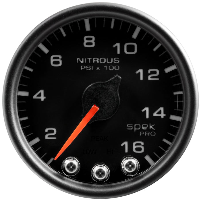 AutoMeter P32032 GAUGE; NITROUS PRESS; 2 1/16in.; 1600PSI; STEPPER MOTOR W/PK/WRN; BLK/BLK; SPEK - Truck Part Superstore