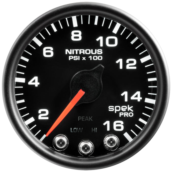 AutoMeter P32032 GAUGE; NITROUS PRESS; 2 1/16in.; 1600PSI; STEPPER MOTOR W/PK/WRN; BLK/BLK; SPEK - Truck Part Superstore