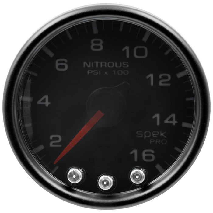 AutoMeter P32052 GAUGE; NITROUS PRESS; 2 1/16in.; 1600PSI; STEPPER MTR W/PK/WRN; BK/SMK/BK; SPEK - Truck Part Superstore