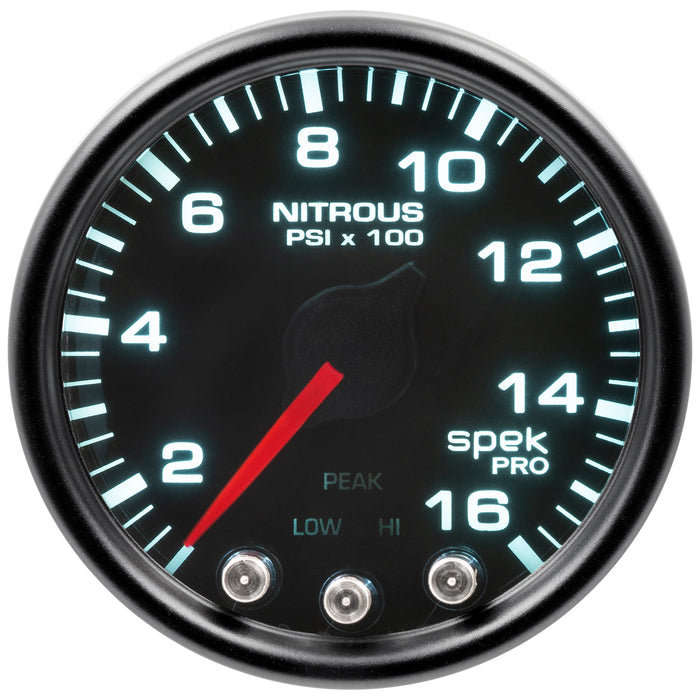 AutoMeter P32052 GAUGE; NITROUS PRESS; 2 1/16in.; 1600PSI; STEPPER MTR W/PK/WRN; BK/SMK/BK; SPEK - Truck Part Superstore