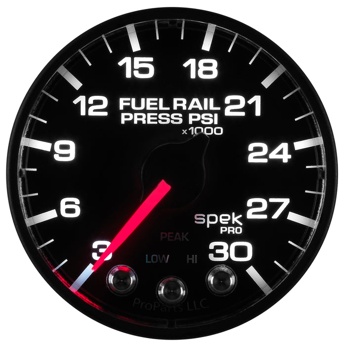 AutoMeter P321328 GAUGE; RAIL PRESS; 2 1/16in.; 30KPSI; STEPPER MOTOR W/PEAK/WARN; BLK/BLK; SPEK - Truck Part Superstore
