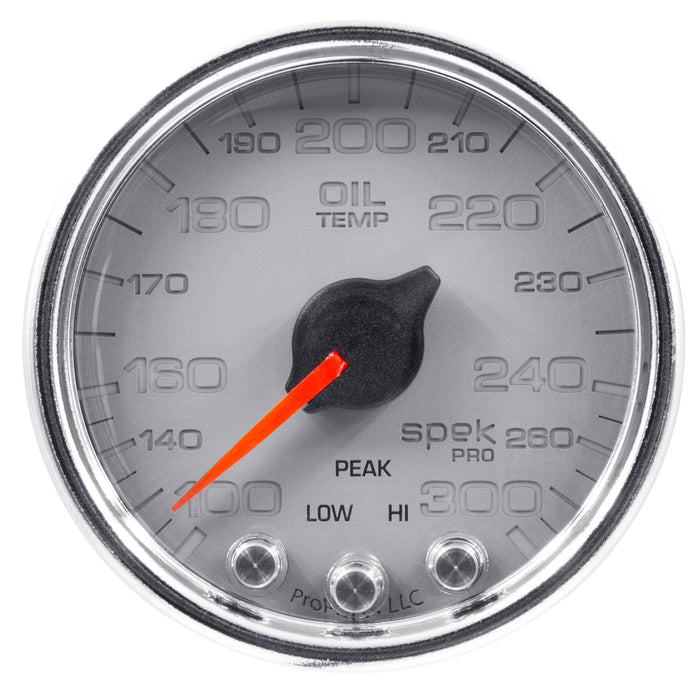 AutoMeter P32221 GAUGE; OIL TEMP; 2 1/16in.; 300deg.F; STEPPER MOTOR W/PK/WRN; SLVR/CHRM; SPEK-PR - Truck Part Superstore